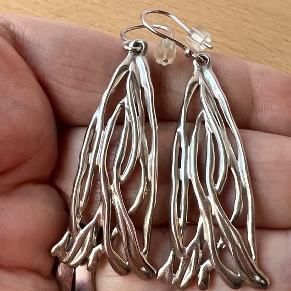 HAGIT GORALI 925 STERLING SILVER SCULPTED LONG DANGLE DROP EARRINGS BRAND NEW - Picture 6 of 16